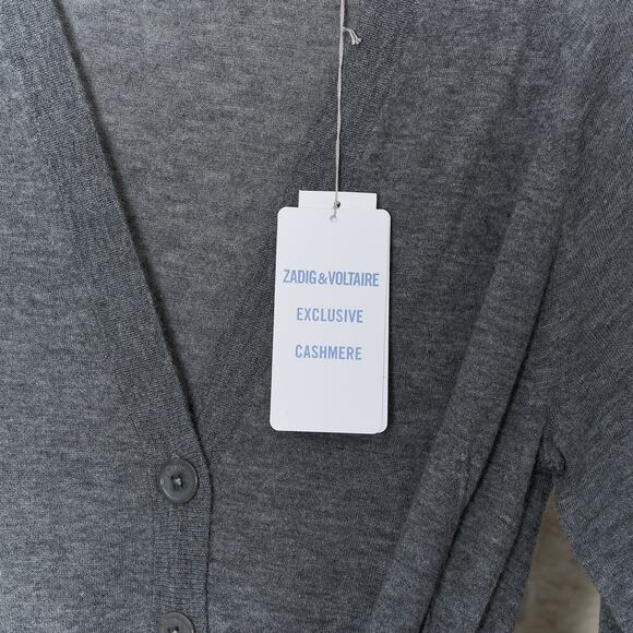 ZADIG&VOLTAIRE 100% Cashmere Gray Belted Cardigan - Size M NWT - Picture 3 of 8